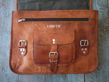 Classic Leather Satchel With Front Pocket, 7 of 7
