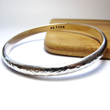 Personalised Heavy Silver Bangle, 4 of 6