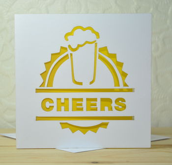 'Cheers' Laser Cut Beer Card, 5 of 5