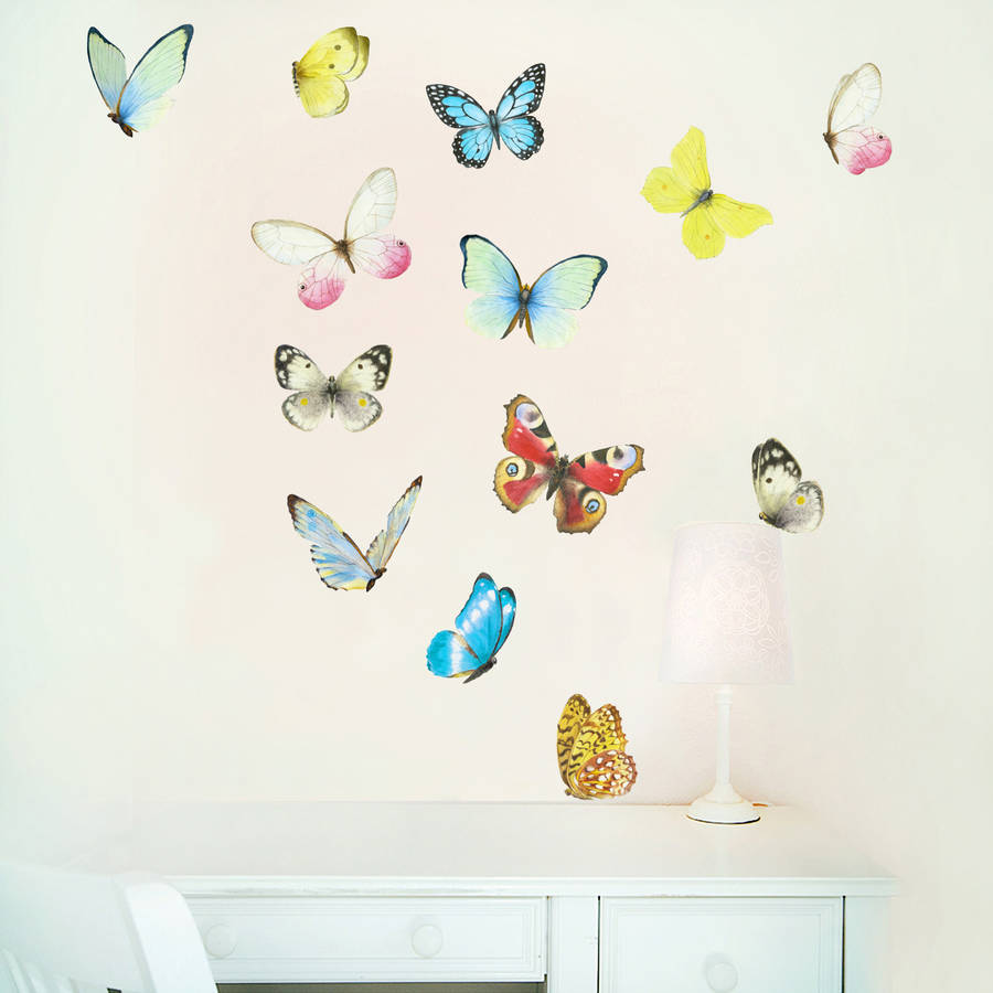 Watercolour Butterfies Wall Stickers, 1 of 3