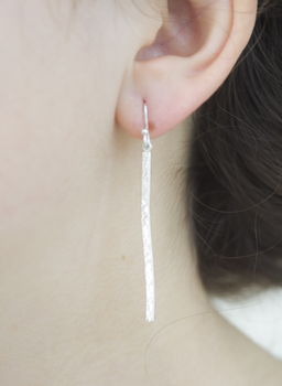Handmade Silver Lace Dangly Earrings, 2 of 8