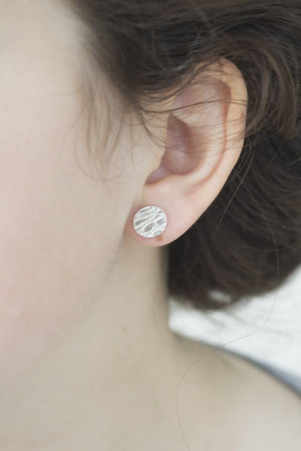 Handmade Silver Lace Stud Earrings By Jemima Lumley Jewellery