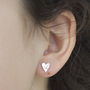 Handmade Silver Sewn Heart Stud Earrings, thumbnail 6 of 9