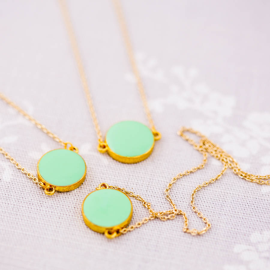 Wedding Bridesmaid Necklaces set of three enamel thank you bridesmaid necklaces by js necklaces