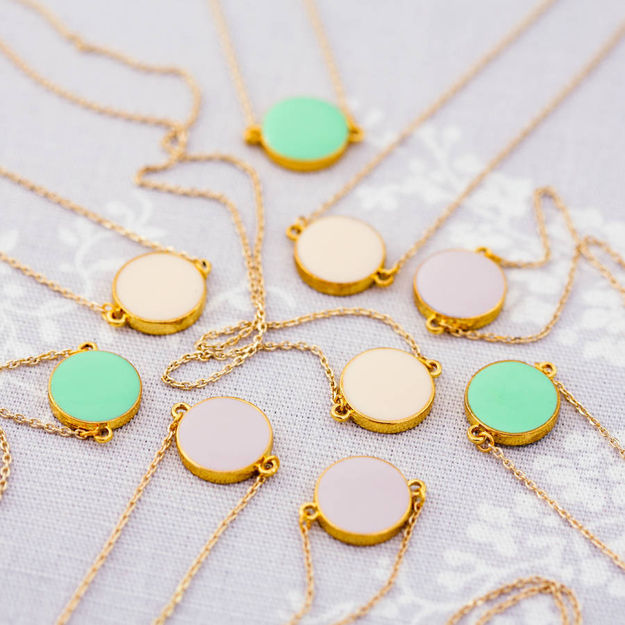 Wedding Bridesmaid Necklaces set of three enamel thank you bridesmaid necklaces by js necklaces