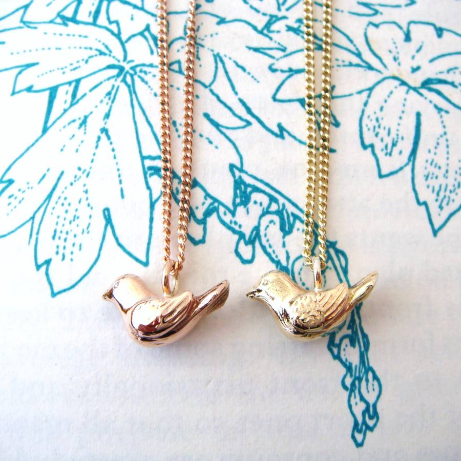 gold bird necklace by heather scott jewellery