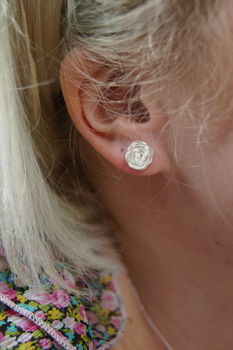 Sterling Silver Rose Ear Studs, 6 of 9