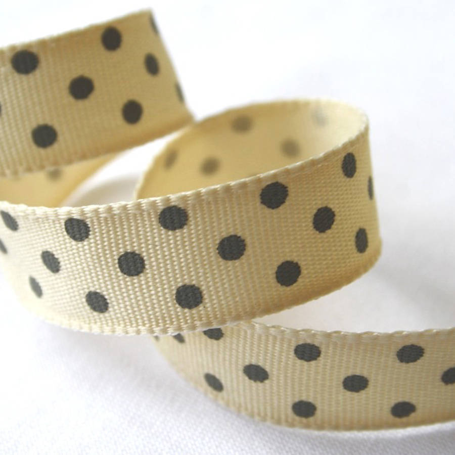 Charcoal Grey Polka Dot Ribbon By Le Trousseau