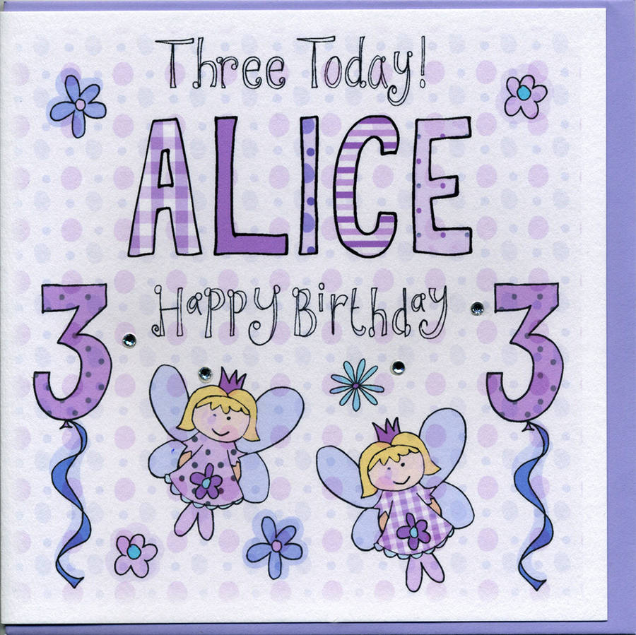 3rd birthday personalised girl card by claire sowden design ...