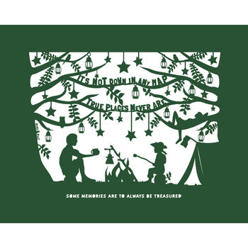 Personalised Camping Print Or Papercut In Mount, 6 of 9