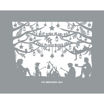 Personalised Camping Print Or Papercut In Mount, 8 of 9