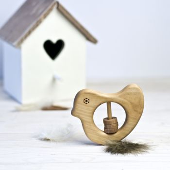 Custom Organic Bird Wooden Rattle, 2 of 5