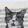 Cat Gocco Print On Vintage Sheet Music, thumbnail 5 of 7