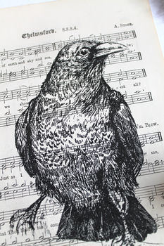 Raven Gocco Print On Vintage Sheet Music, 5 of 7