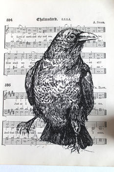 Raven Gocco Print On Vintage Sheet Music, 6 of 7