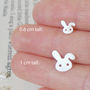 Bunny Earring Studs With Floppy Ears In Sterling Silver, thumbnail 3 of 6