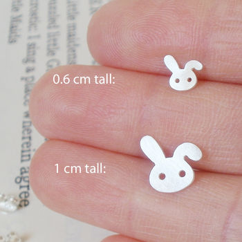 Bunny Earring Studs With Floppy Ears In Sterling Silver, 3 of 6