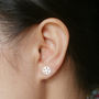 Snowflake Earring Studs In Sterling Silver, thumbnail 3 of 4