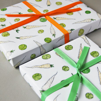 Sprouts And Parsnips Christmas Vegetable Wrapping Paper, 3 of 4