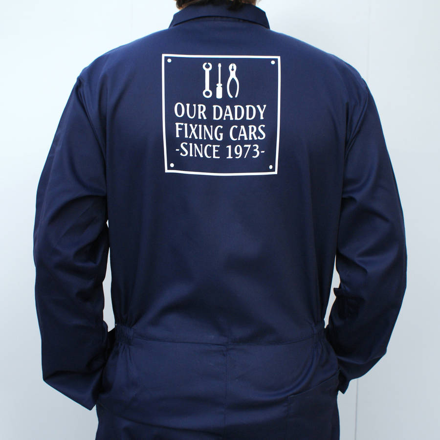 personalised our mechanic daddy overalls by sparks clothing