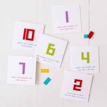 Personalised Building Block Number Father's Day Card, 2 of 4