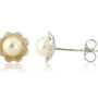 White Pearl And Silver Flower Stud Earrings, thumbnail 4 of 4