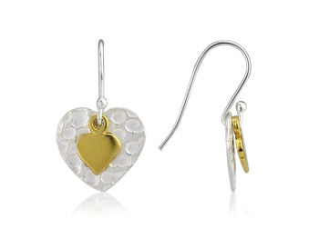 Silver And Gold Plated Heart Earrings, 4 of 9