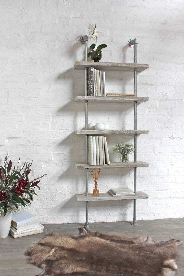 Robyn White Washed Wood And Steel Bookcase By Urban Grain 