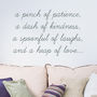 ‘A Pinch Of Patience’ Quote Wall Sticker, thumbnail 1 of 3