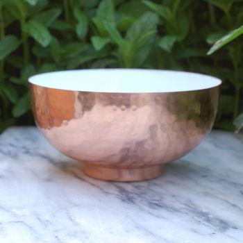Decorative Copper Bowl With White Enamel Interior, 4 of 6