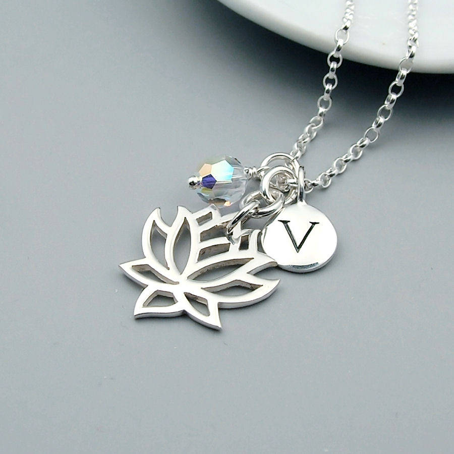 Lotus Flower Personalised Necklace By Wished For ...