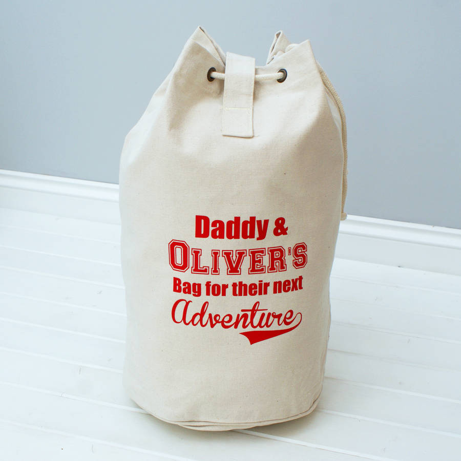 personalised our adventure canvas duffle bag by sparks clothing