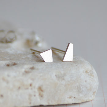 Sterling Silver Tiny Quadrilateral Earring Studs, 4 of 6