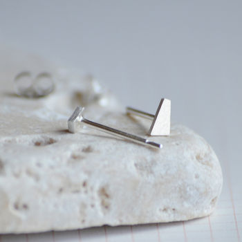 Sterling Silver Tiny Quadrilateral Earring Studs, 2 of 6