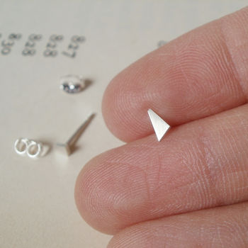 Sterling Silver Tiny Quadrilateral Earring Studs, 5 of 6