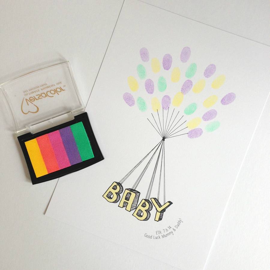 personalised baby fingerprint balloon print by love those prints