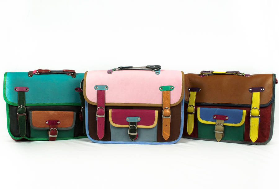 leather colorful satchel crossbody messenger bag unisex by what daisy ...