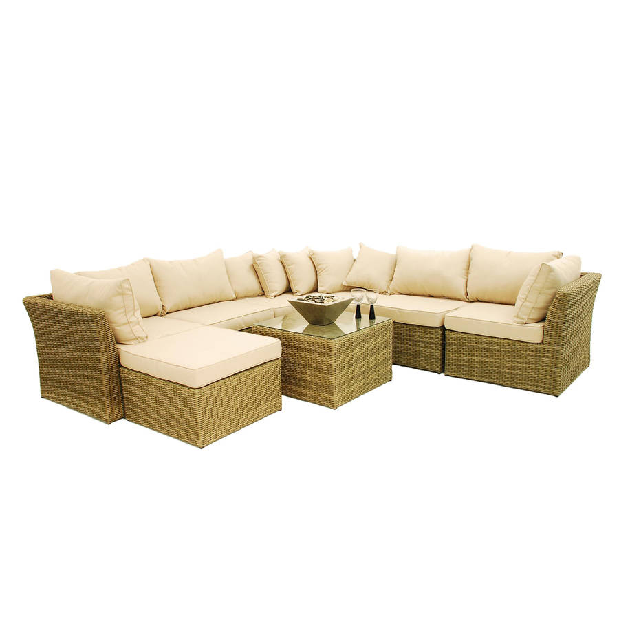 round weave rattan corner group by out there exteriors