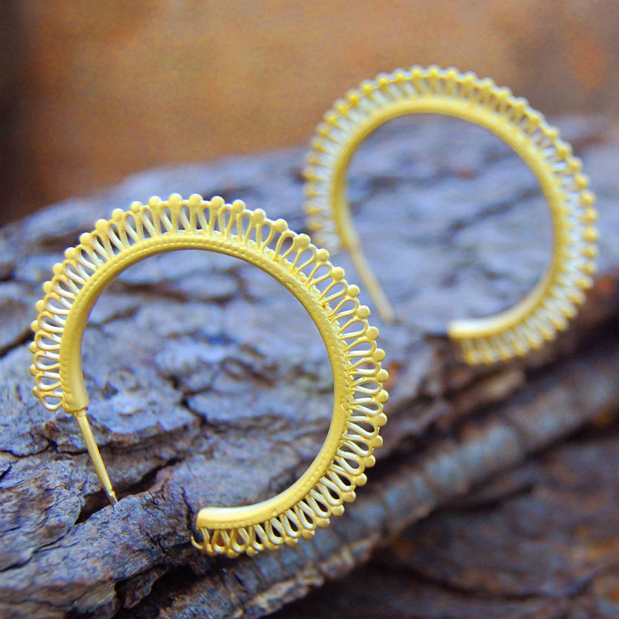 Balinese Filigree Gold Hoop Earrings By Embers