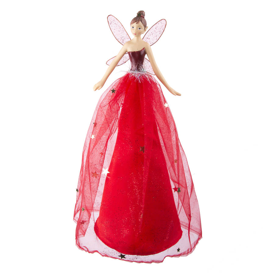 Red christmas fairy tree topper by the christmas home 