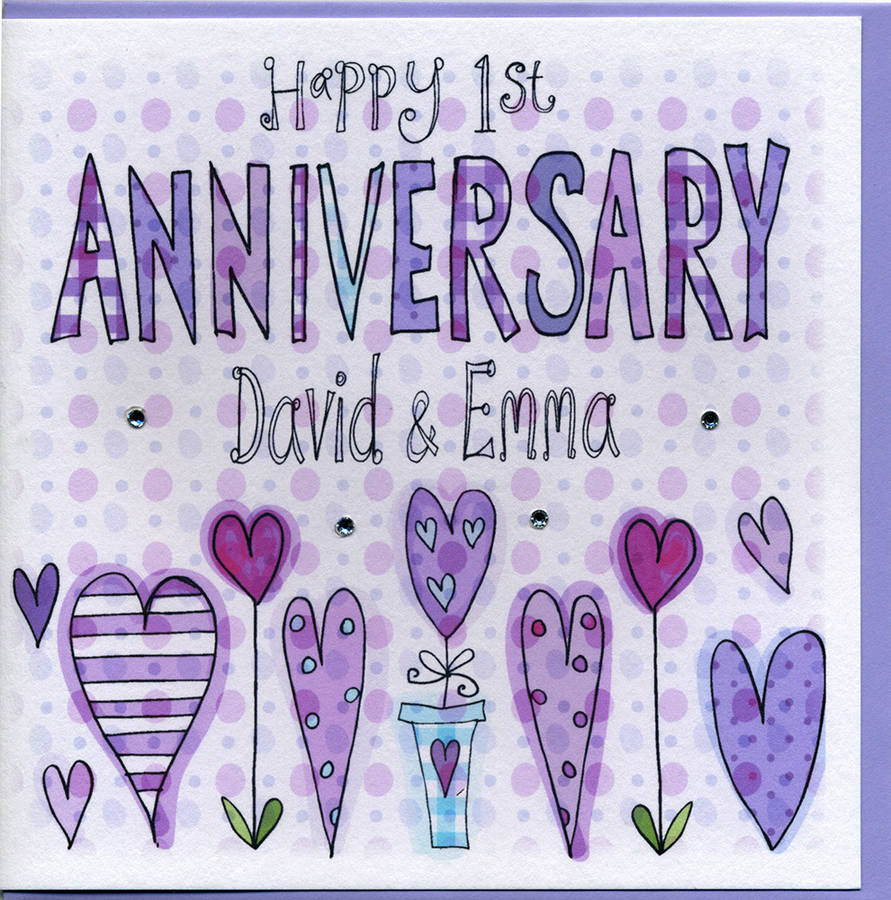 Personalised 1st Wedding Anniversary Card By Claire Sowden Design 9908