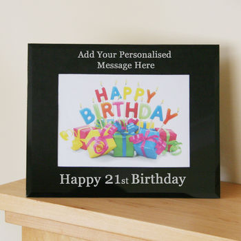 Personalised 21st Birthday Black Glass Frame, 2 of 3