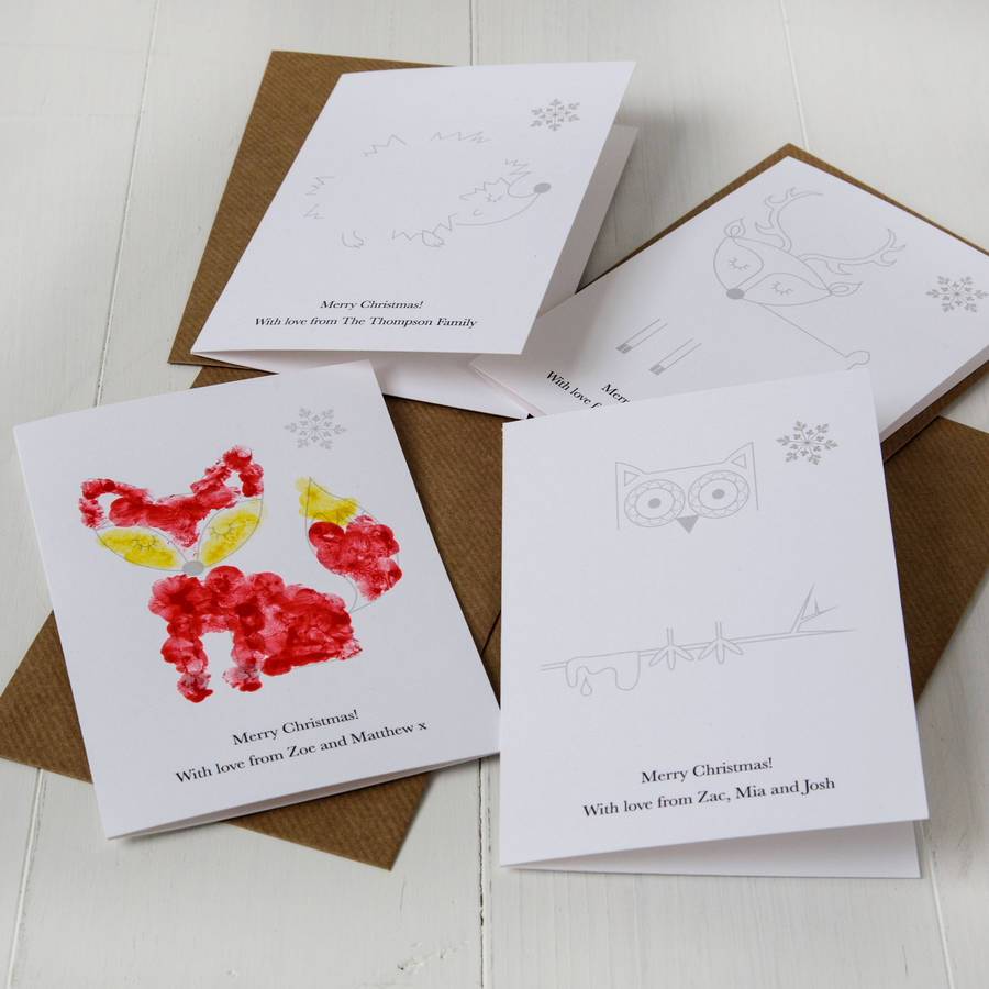Personalised Woodland Finger Paint Christmas Cards By TwentySeven