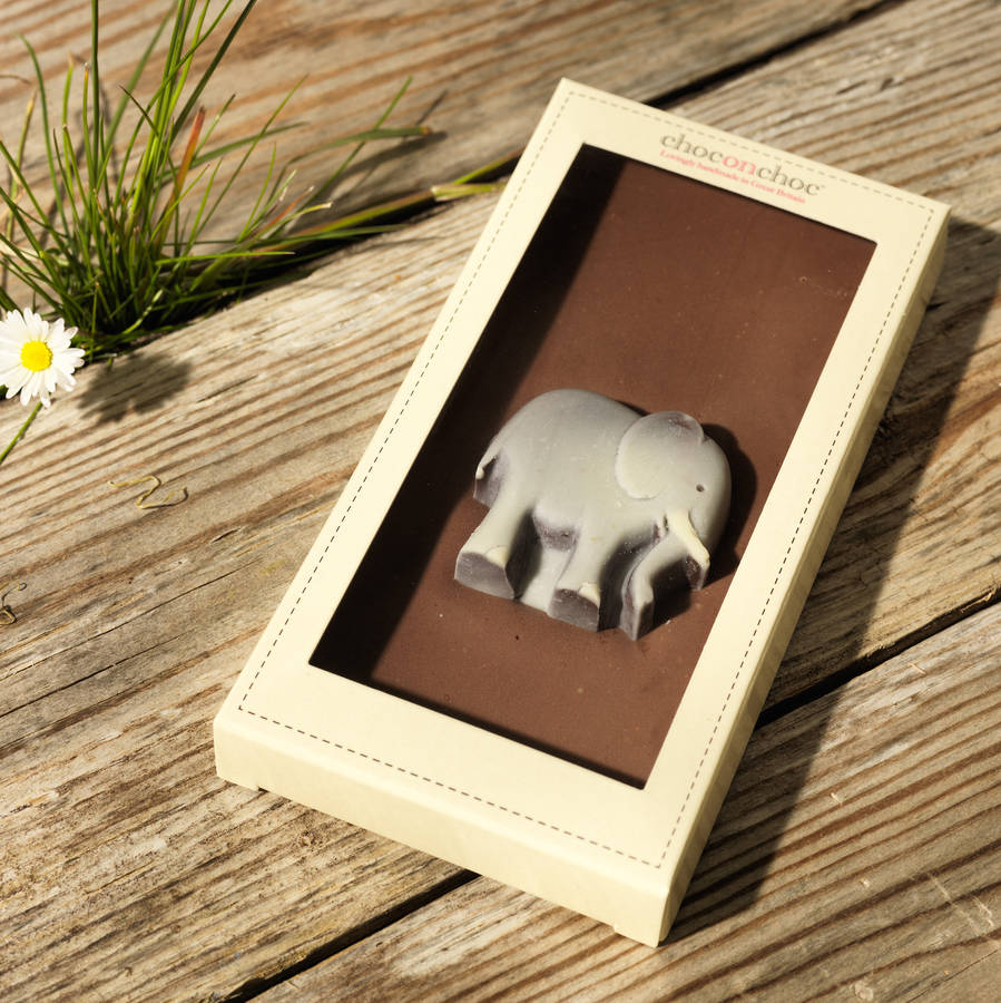handmade elephant chocolate bar by choc on choc