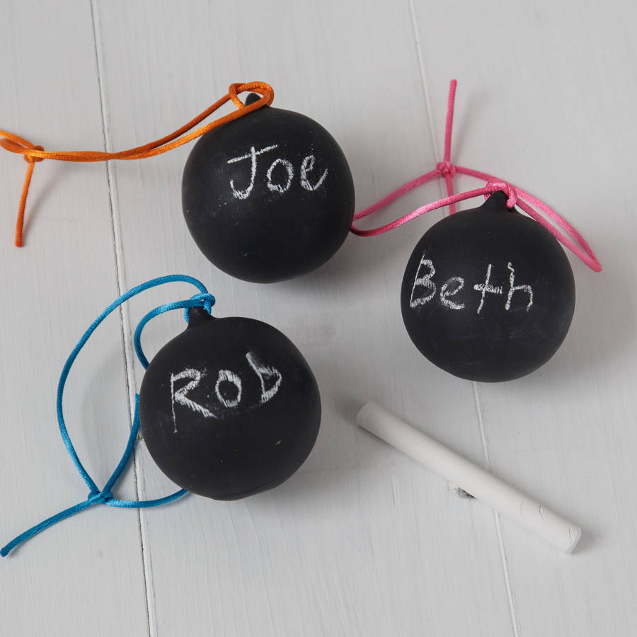 Ceramic Chalkboard Bauble With Neon Ribbon, 1 of 3