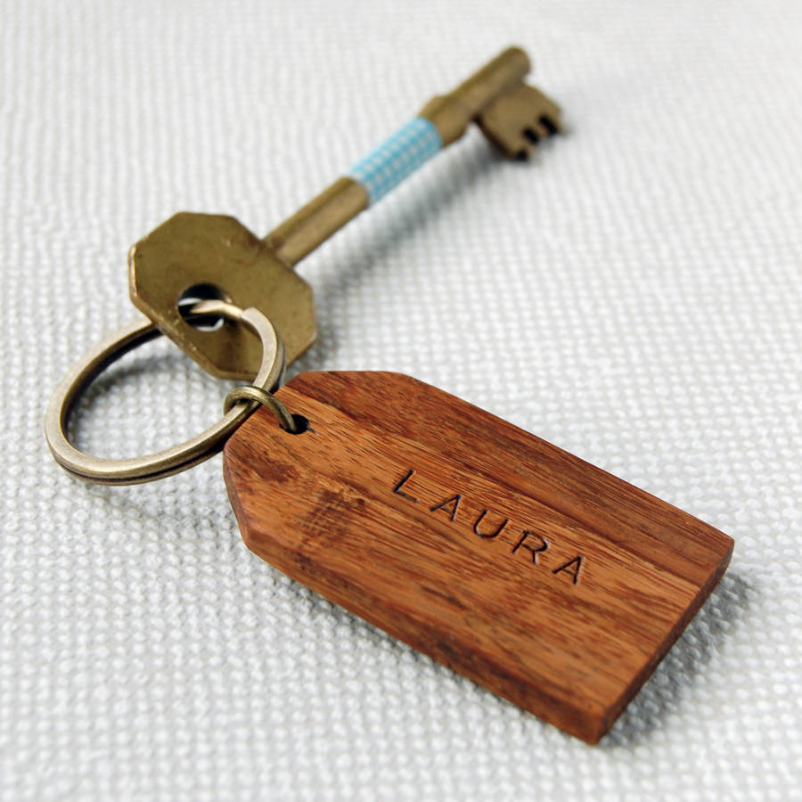 Personalised Wooden Luggage Tag Keyring By Clara and Macy