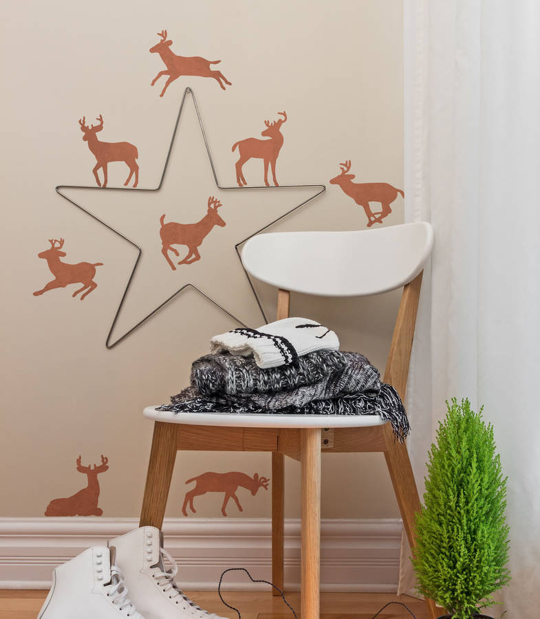 Copper Effect Reindeer Wall Sticker Set By Oakdene Designs