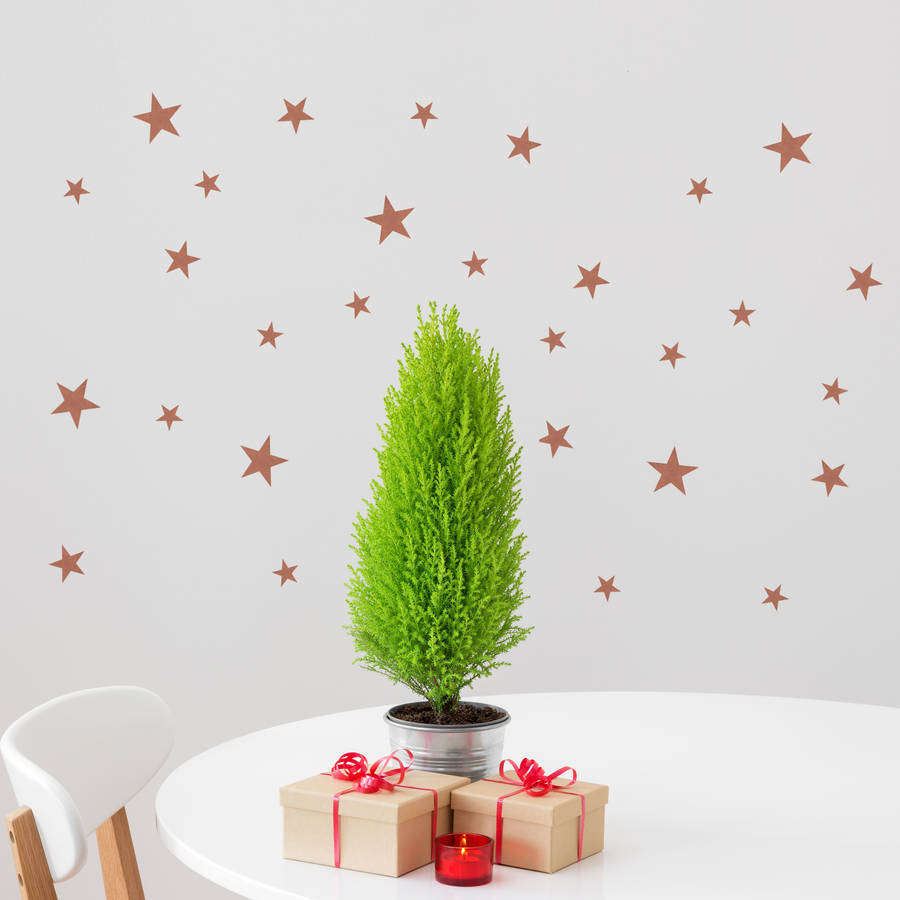 Copper Effect Star Wall Sticker Set By Oakdene Designs