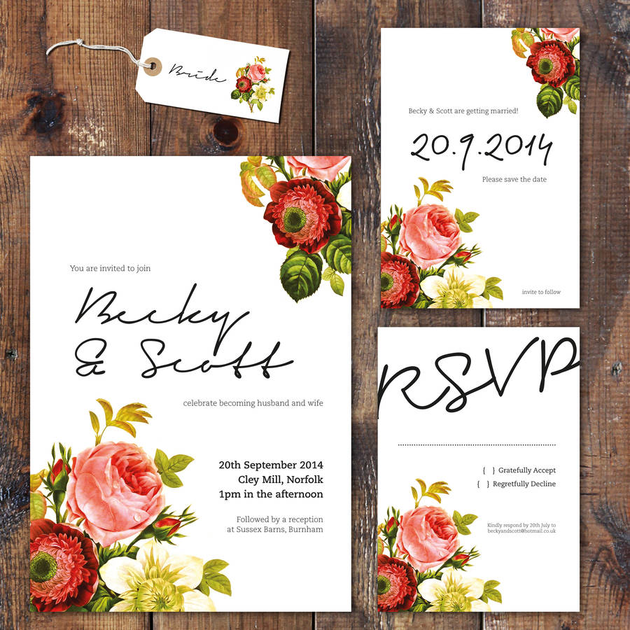 vintage floral wedding invitation and stationery by russet and gray ...
