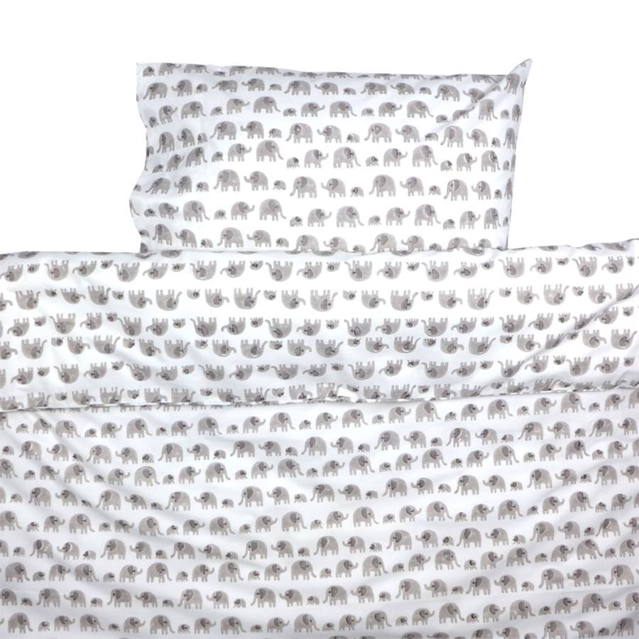 Grey Elephant Toddler Cot Bed Duvet Set, Toddler Bed Duvet Cover